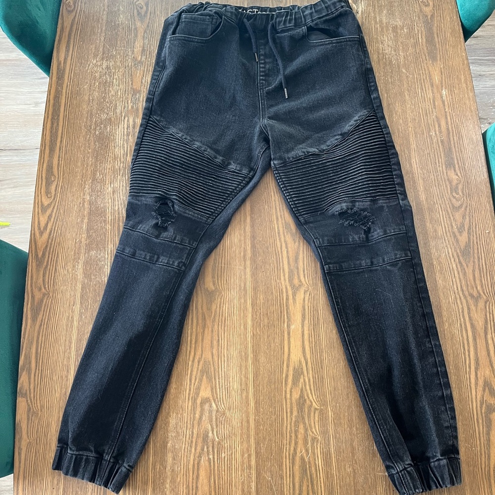 Black East Pointe Ripped Denim Moto Jogger Jeans